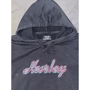 Hurley Mens M Black‎ Graphic Logo Pullover Hoodie Sweatshirt Pink Blue Script